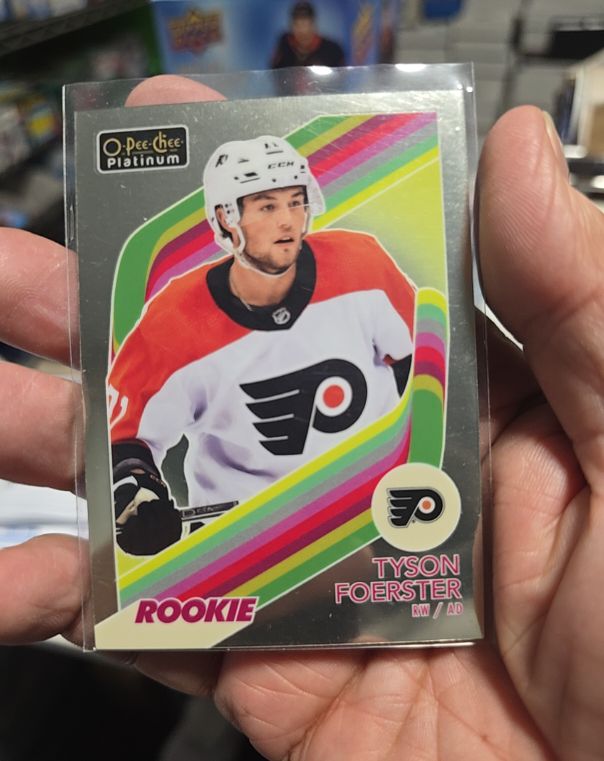 2023-24 O-Pee-Chee Platinum #R-71 Tyson Foerster Retro Rookie Rainbow — front
