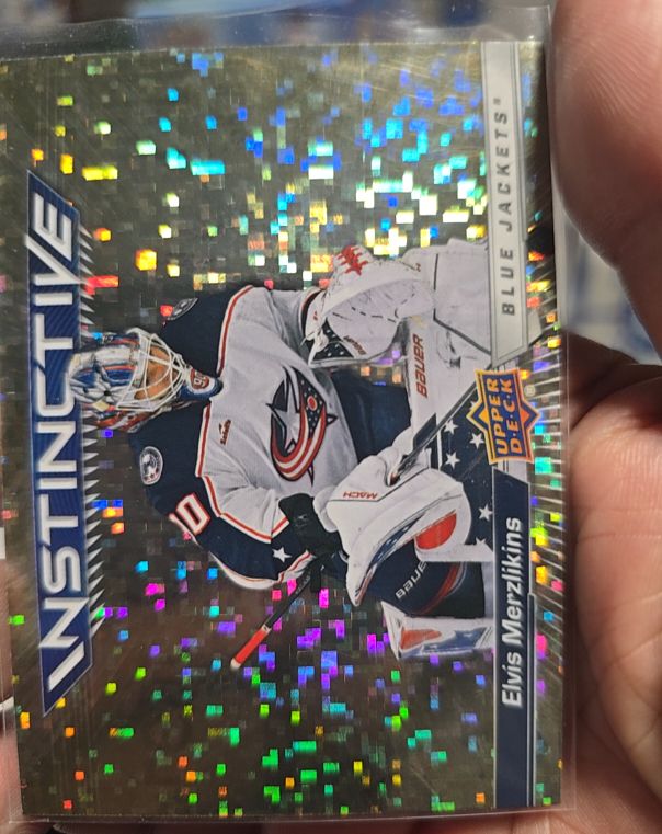 2023-24 Upper Deck #IN-16 Elvis Merzlikins Instinctive Sparkle — front