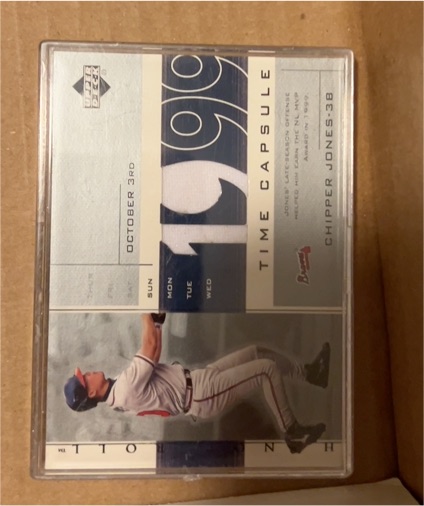 2002 Upper Deck Honor Roll Time Capsule Game Jersey #TC-CJ2 Chipper Jones — front