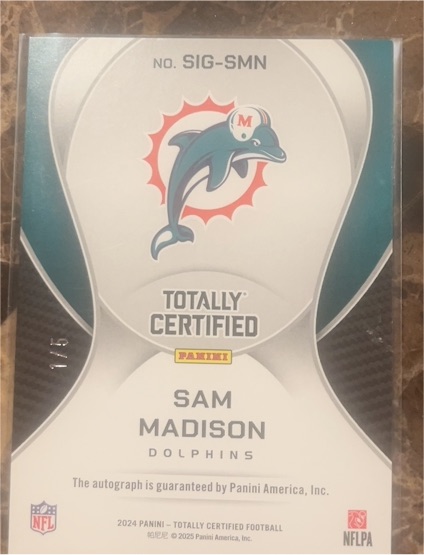 2024 Panini Totally Certified #SIG-SMN Sam Madison — front