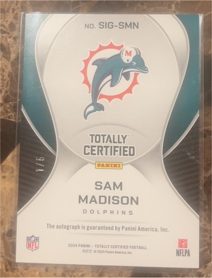 2024 Panini Totally Certified #SIG-SMN Sam Madison — front