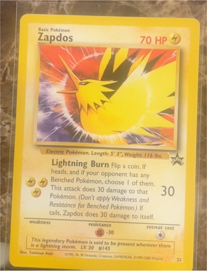 1999 Pokémon Black Star Promo #23 Zapdos — front