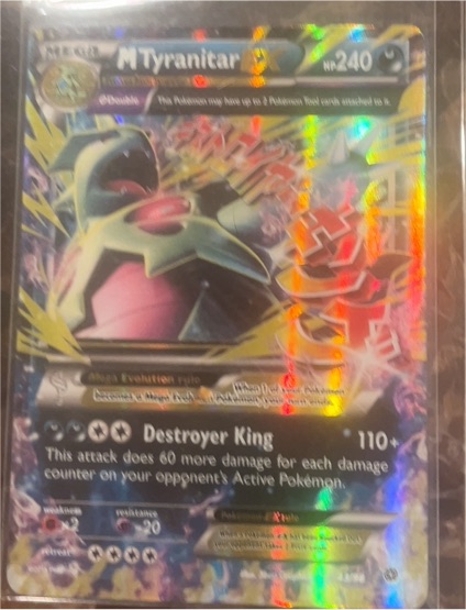 2015 Pokémon Ancient Origins #43 Mega Tyranitar EX — front