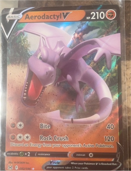 2022 Pokemon Sword & Shield Lost Origin #092 Aerodactyl V — front