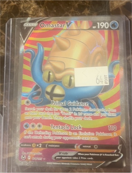 2022 Pokemon Sword & Shield Silver Tempest #174 Omastar V — front