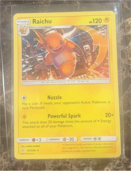 2019 Pokemon Sun & Moon Cosmic Eclipse #67 Raichu — front