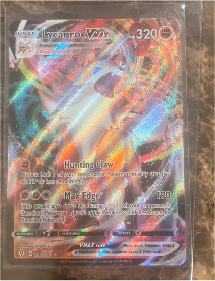 2021 Pokemon TCG Lycanroc VMAX #092/203 Evolving Skies — front