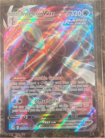 2021 Pokemon Sword & Shield Fusion Strike #079 Inteleon VMAX — front