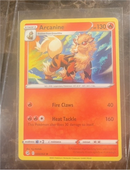 2021 Pokémon Fusion Strike #33 Arcanine — front