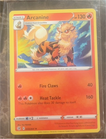 2021 Pokemon Sword & Shield Fusion Strike #033 Arcanine — front