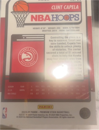 2023-24 Panini NBA Hoops Premium Stock #206 Clint Capela — front