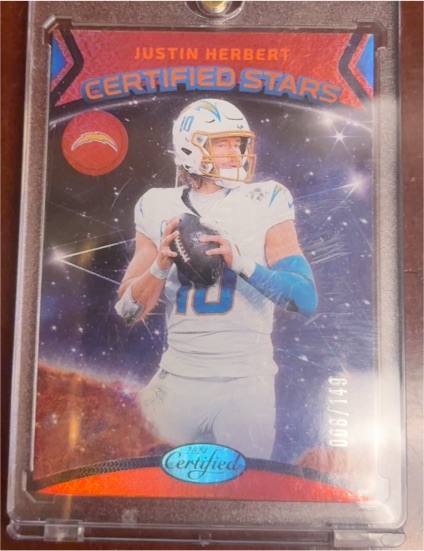 2024 Panini Certified #18 Justin Herbert Certified Stars Orange /149 — front