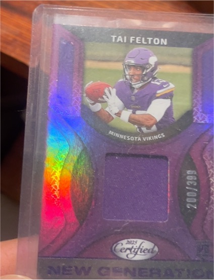 2025 Panini Certified #NGJ-TAF Tai Felton — front