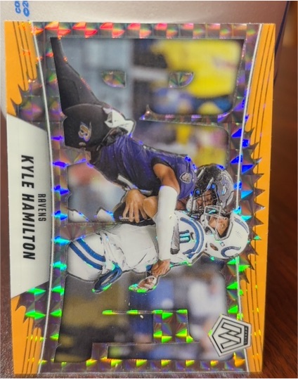2025 Panini Mosaic #10 Kyle Hamilton Bang! Orange Fluorescent — front