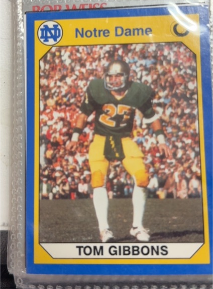 1990 Collegiate Collection Notre Dame #9 Tom Gibbons — front