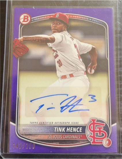 2025 Bowman Prospect Purple Auto #BPA-TH Tink Hence — front