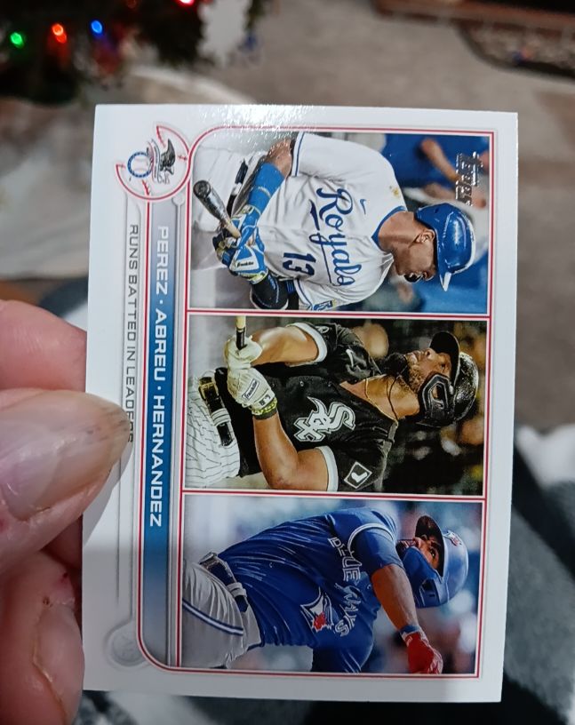 2022 Topps #202 AL RBI Leaders Salvador Perez / Jose Abreu / Teoscar Hernandez — front