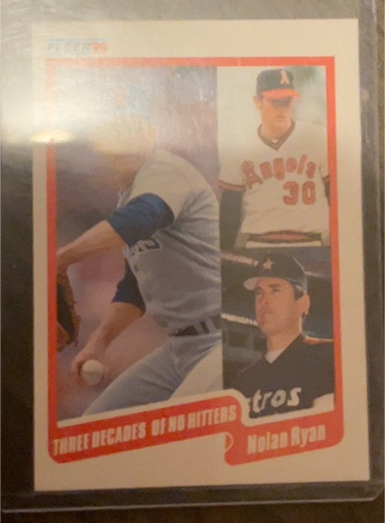 1990 Fleer Update #U-131 Nolan Ryan Three Decades of No Hitters — front