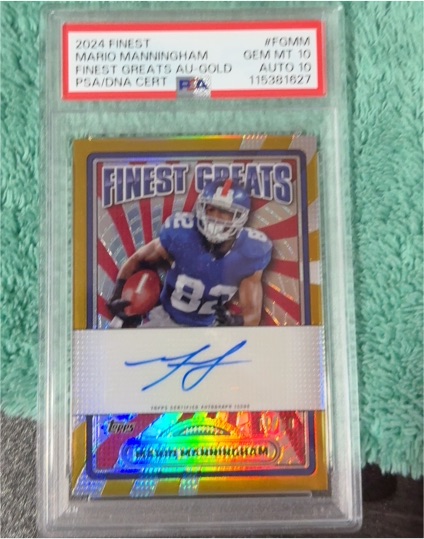 2024 Topps Finest #FGMM Mario Manningham Finest Greats AU Gold Auto — front