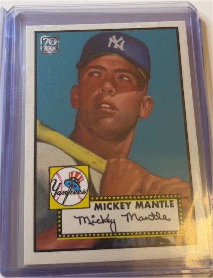 1996 Topps #2 Mickey Mantle Commemorative 1952 Topps Reprint — front