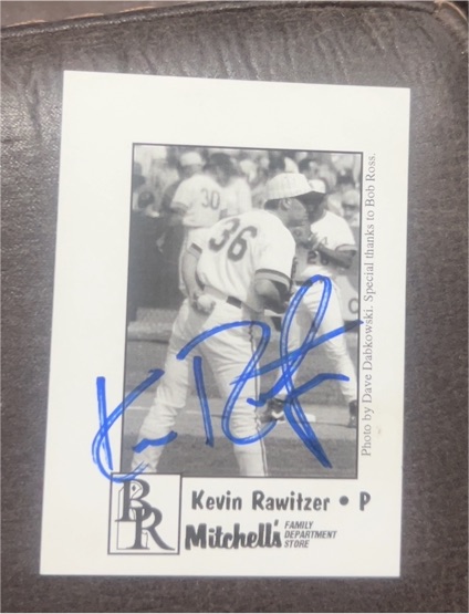 Kevin Rawitzer Signed 3x5 Baseball Photo Mitchell's Family Department Store — front