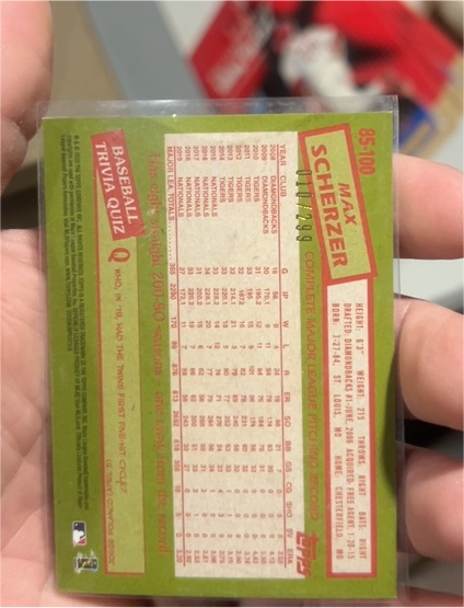 1985 Topps #85-100 Max Scherzer — front