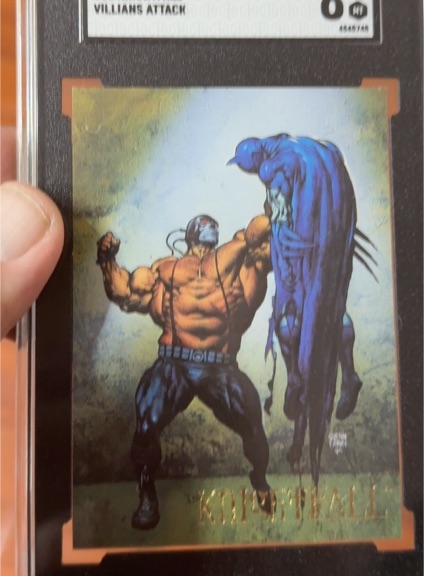1990 DC Villains Dark Judgment CC1 Knightfall Bane Villains Attack Trading Card — front