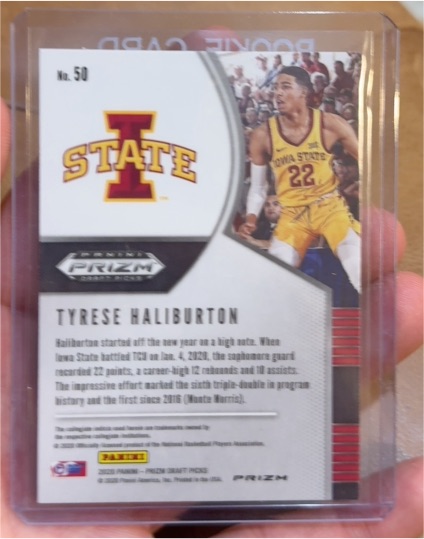 2020-21 Panini Prizm Draft Picks #50 Tyrese Haliburton Rookie RC — front