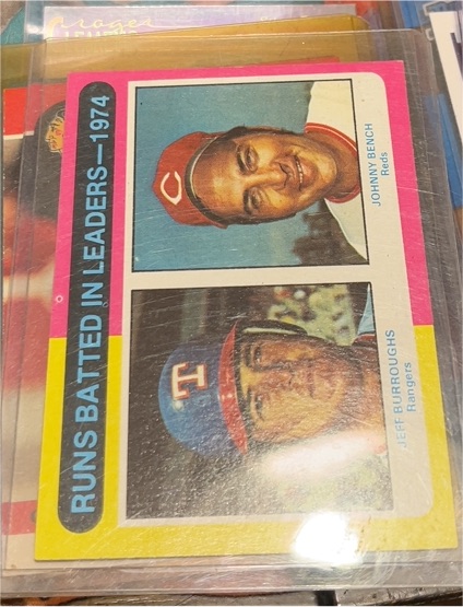 1975 Topps #308 Runs Batted In Leaders - 1974 Johnny Bench / Jeff Burroughs — front