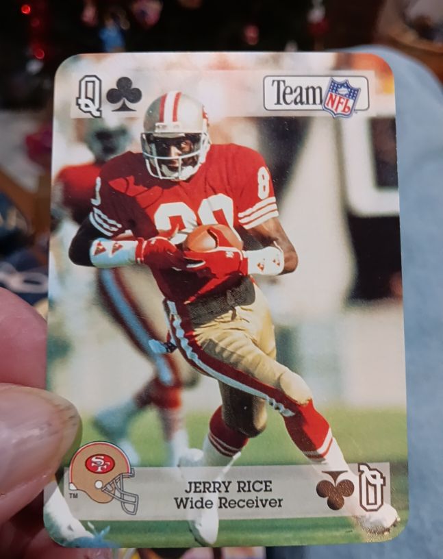 1992 Sport Decks NFL Playing Cards #QUEEN CLUBS Jerry Rice — front