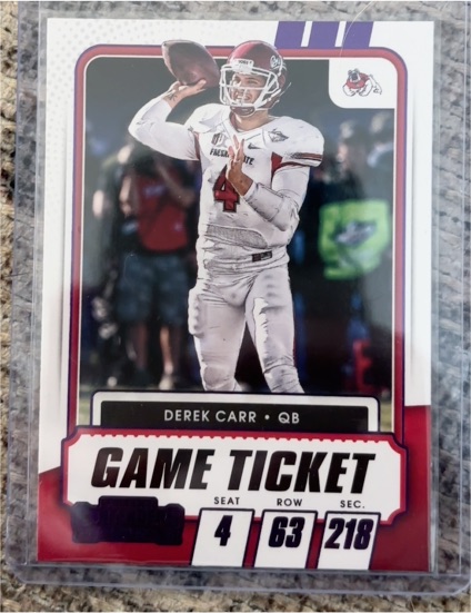 2021 Panini Contenders Draft Picks #14 Derek Carr Fresno State Bulldogs — front
