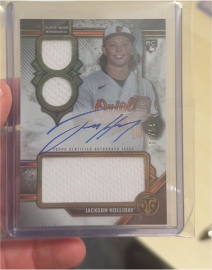 2024 Topps Triple Threads Rookie Autograph Relics #RAR-JH Jackson Holliday — front