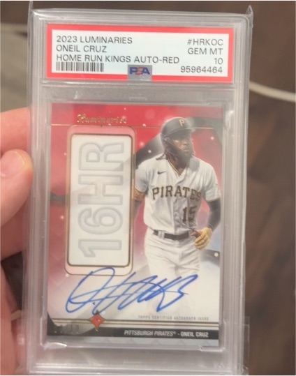 2023 Topps Luminaries #HRKOC Oneil Cruz Home Run Kings Auto-Red — front
