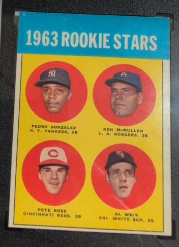 1963 Topps #299 1963 Rookie Stars Pedro Gonzalez Ken McMullen Pete Rose Al Weis — front