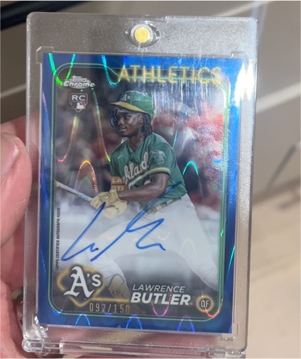 2024 Topps Chrome Update Auto RC Blue Raywave Refractor Lawrence Butler #092/150 — front