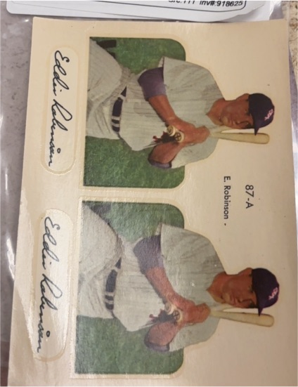 1952 Star Cal Decals #87-A Eddie Robinson — front