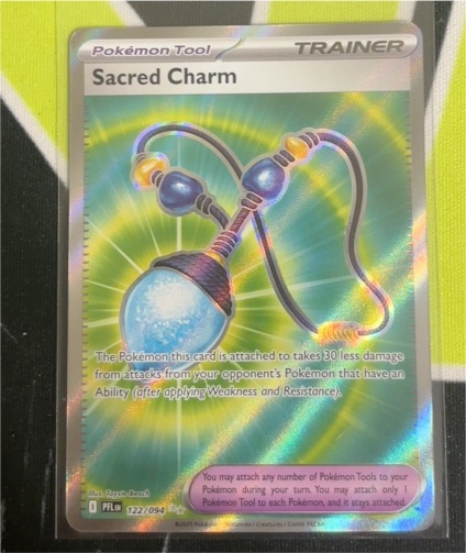 2025 Pokémon Scarlet & Violet Prismatic Evolutions #122 Sacred Charm — front