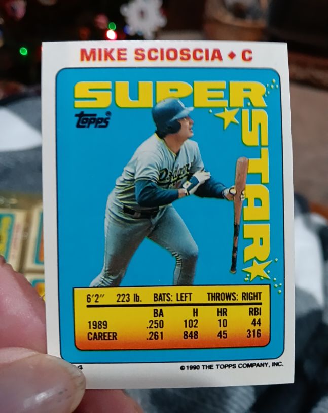 1990 Topps Stickers #24 Mike Scioscia Super Star Backs — front