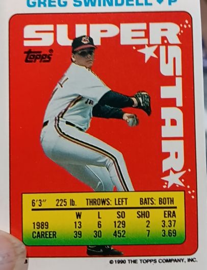 1990 Topps Super Star Stickers #23 Greg Swindell/Dave Stewart Indians/A's — front