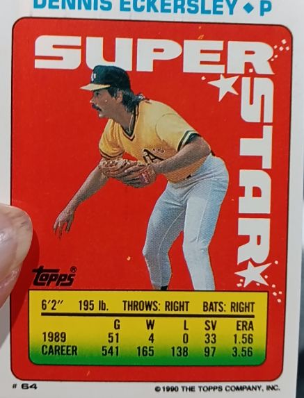 1990 Topps Super Star Stickers #64 Dennis Eckersley — front