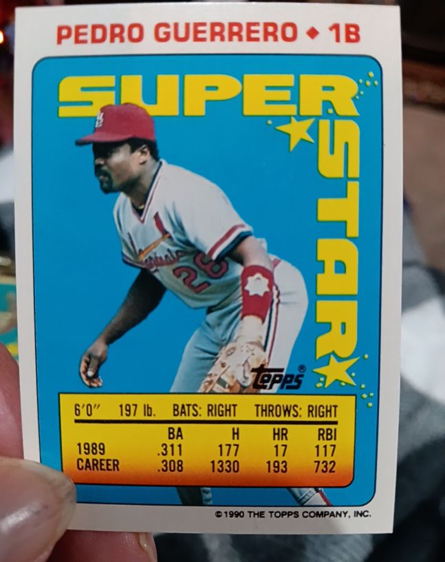 1990 Topps Sticker #3 Pedro Guerrero — front