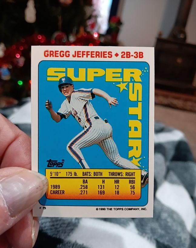 1990 Topps Super Star Sticker #5 Gregg Jefferies — front