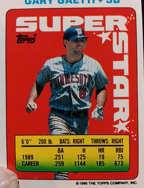 1990 Topps Super Star Stickers #41 Gary Gaetti/Kirby Puckett Minnesota Twins — front