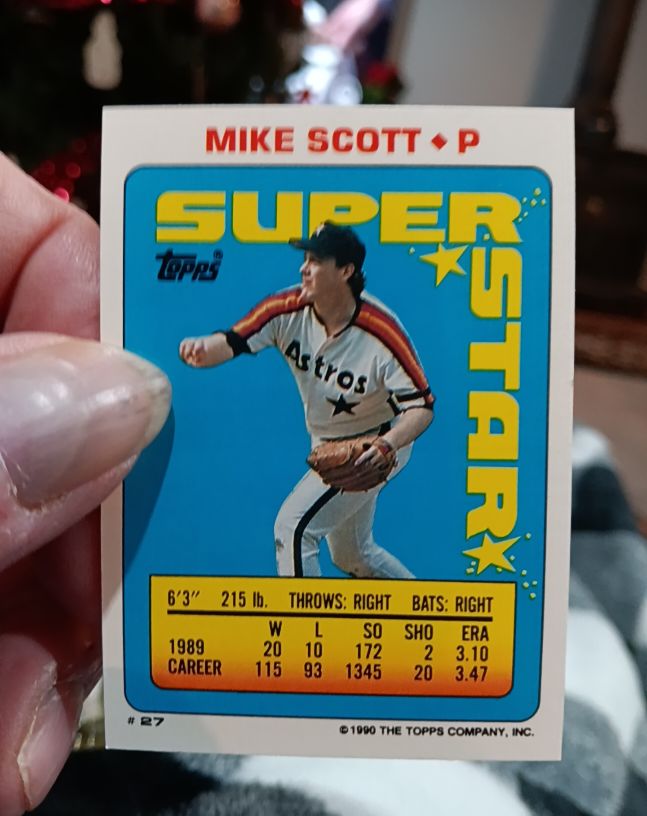 1990 Topps Stickers #27 Mike Scott Super Star Backs — front