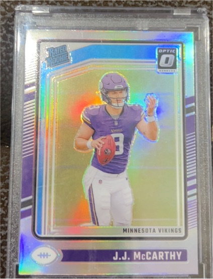 2024 Panini Donruss Optic #235 J.J. McCarthy Rated Rookie Silver Prizm — front