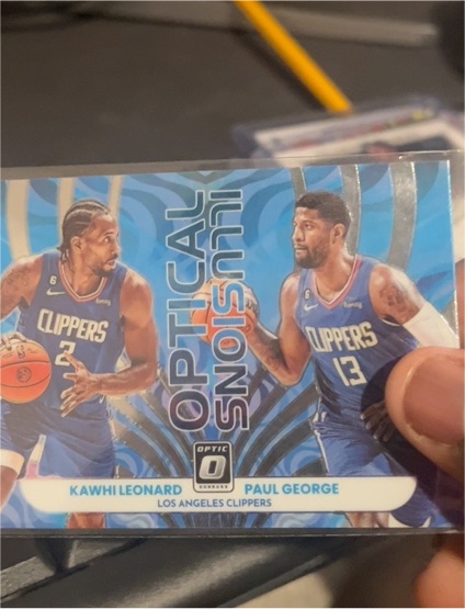 2022-23 Panini Donruss Optic Optical Illusions #4 Kawhi Leonard, Paul George — front
