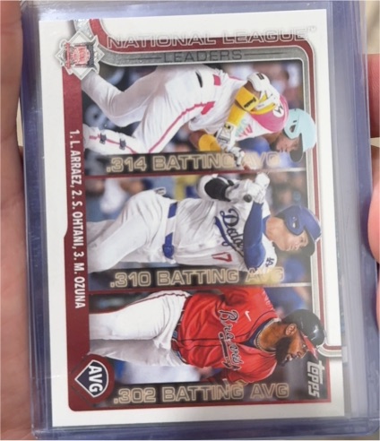 2025 Topps #347 National League Batting Leaders Shohei Ohtani / Luis Arraez / Marcell Ozuna — front