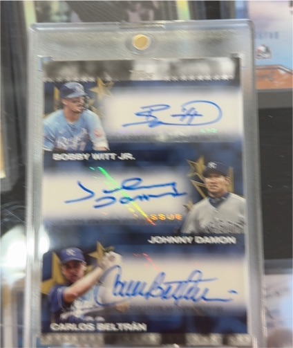 2025 Topps Baseball Stars Triple Auto #BST2-RBT Bobby Witt Jr. / Johnny Damon / Carlos Beltran — front