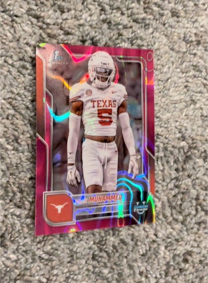 2025 Bowman University Chrome #112 Malik Muhammad Pink Lava Refractor — front