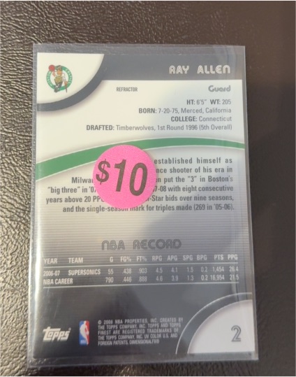 2007-08 Topps Finest #2 Ray Allen — front